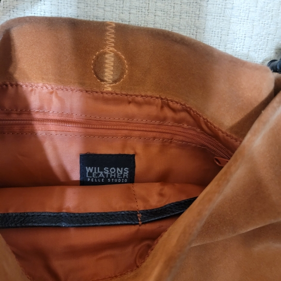 Wilson's Leather Y2K Burnt Orange Boho Shoulder Bag Purse Embelished Strap - Picture 7 of 12